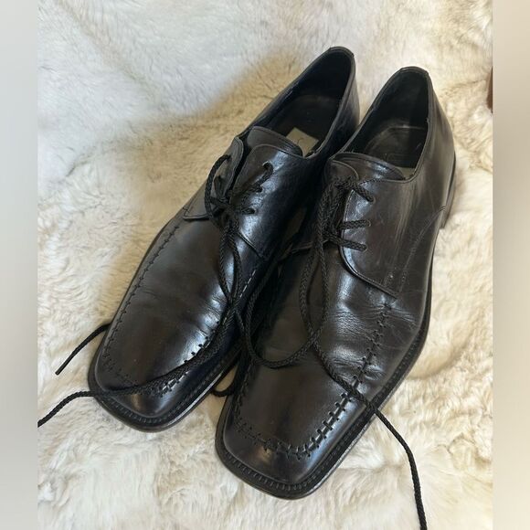 VTG Mezlan Black Lace Up Square Toe Classic Leather Oxford Dress Shoe Size 10M main image 4